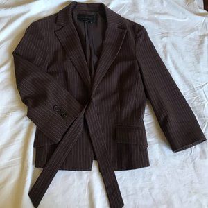 BCBG brown Blazer Jacket XS, tie front 3/4 sleeves